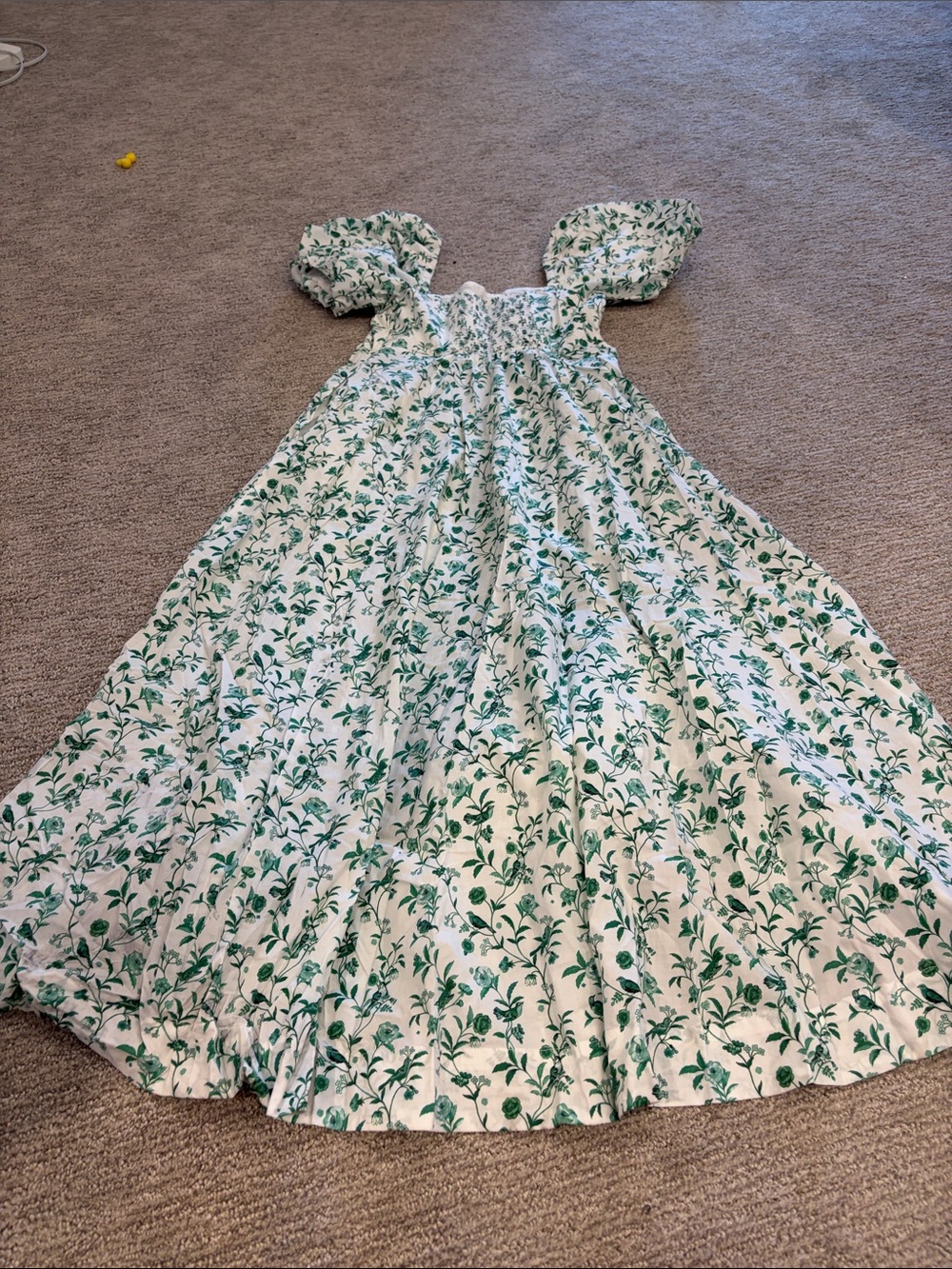 HILL HOUSE HOME X LA COQUETA Women's Green Bird Floral Matilda Dress Size S - Picture 12 of 14